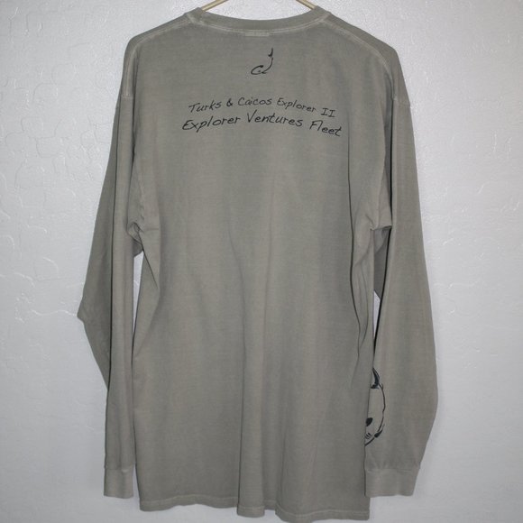 Fishing Shirt Long Sleeve Large Mens Crew Neck Tshirt Bass Fish Bottom Crawlers - Picture 2 of 9